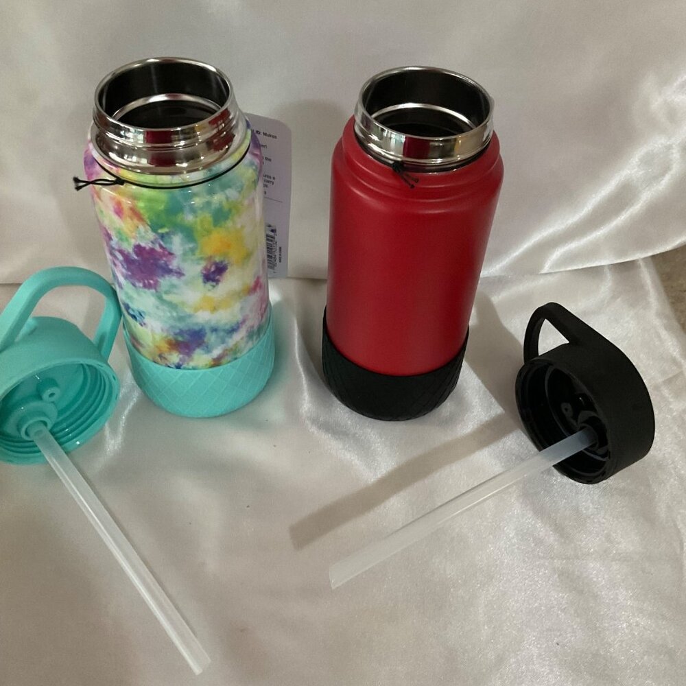 Set Buc-Ees 16oz Insulated Stainless Steel Water Bottles With Straw Lid - Tie-D - Picture 4 of 6